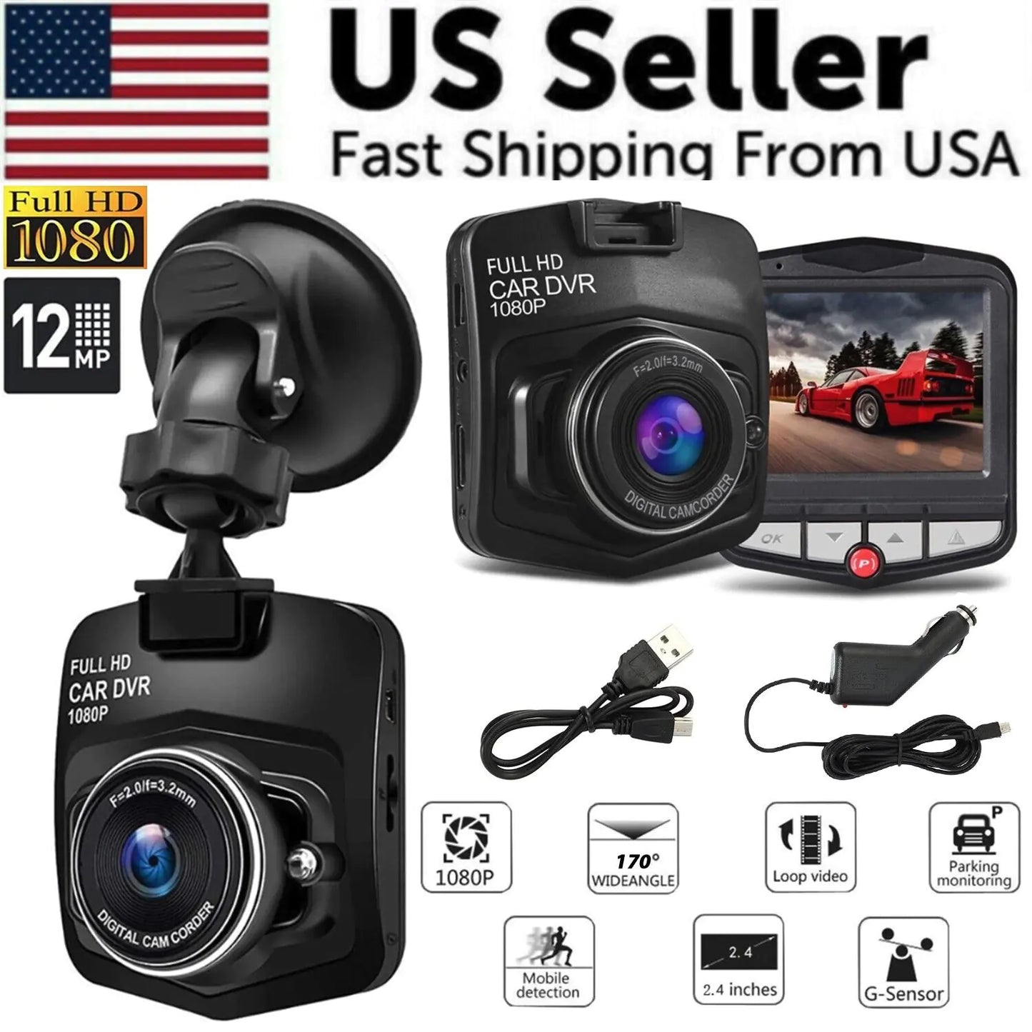 Full HD 1080P Dash Cam with Night Vision