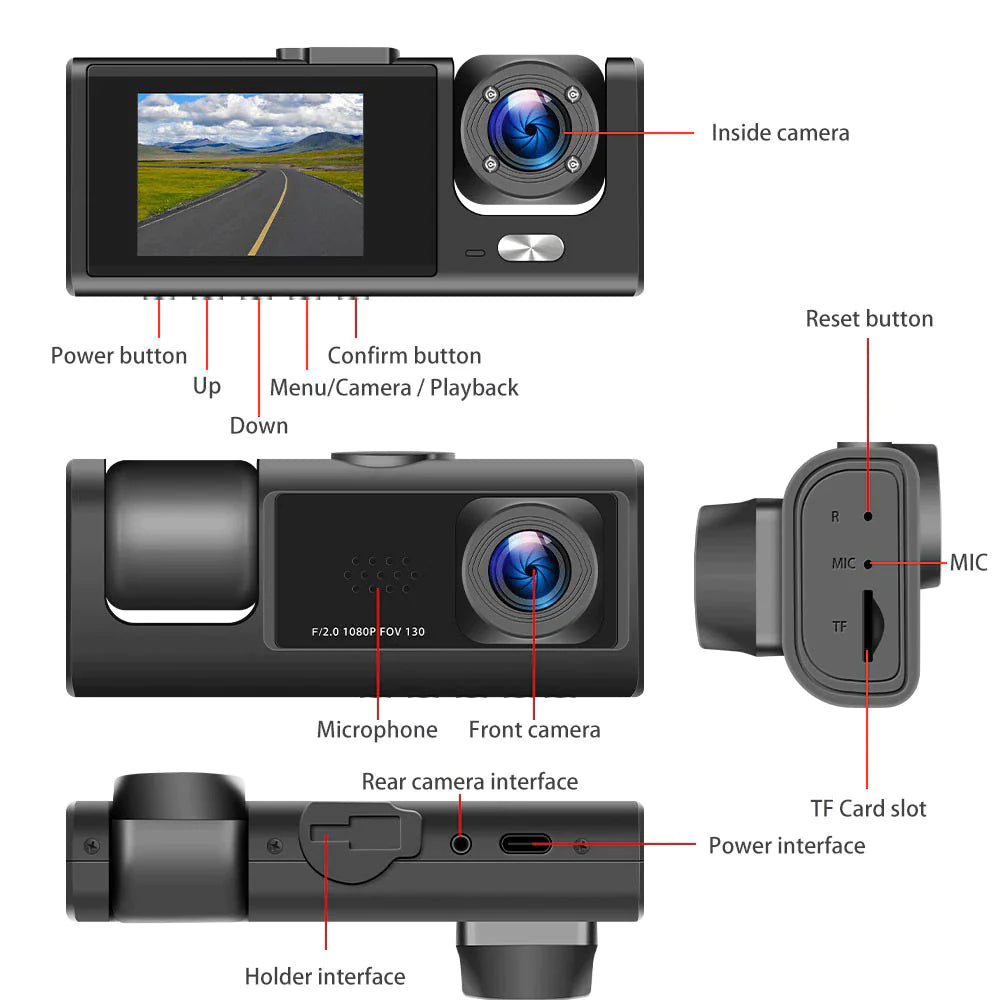 Dual HD 1080P Car Dash Cam with G-Sensor