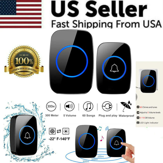 Wireless Weatherproof Doorbell Kit with Adjustable Volume
