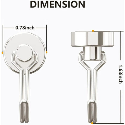 4Pcs 8 Pcs Magnetic Hooks, Heavy Duty 30LBS Neodymium Magnet Hook for Indoor or Outdoor Hanging, Refrigerator, Grill, Kitchen, Laundry, Key Holder - Silver