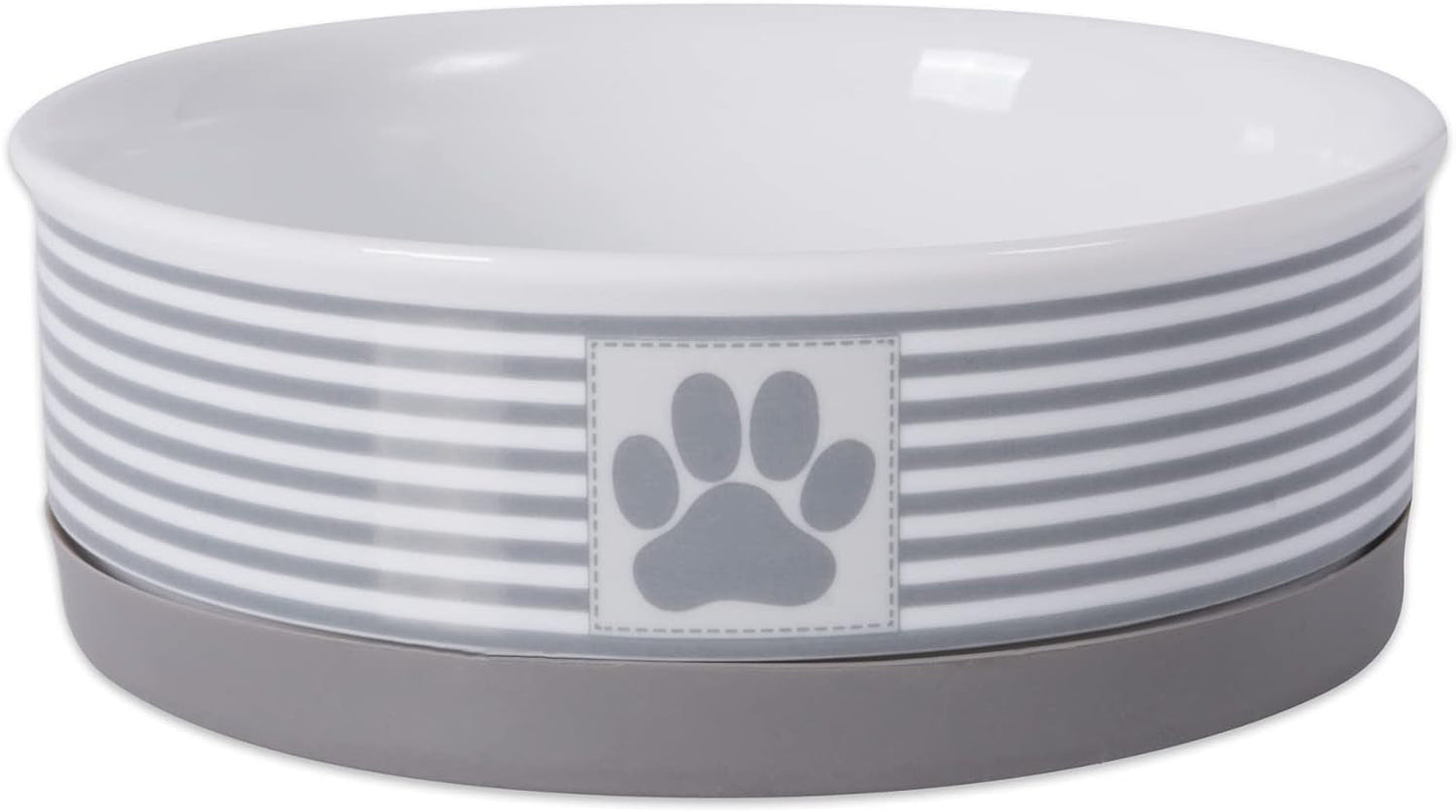 Paw & Patch Ceramic Pet Collection, Medium Set, 6X2", Gray, 2 Piece