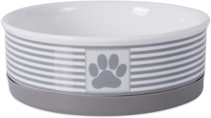 Paw & Patch Ceramic Pet Collection, Medium Set, 6X2", Gray, 2 Piece