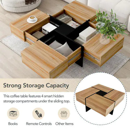 Sleek Slider Coffee Table with Secret Storage
