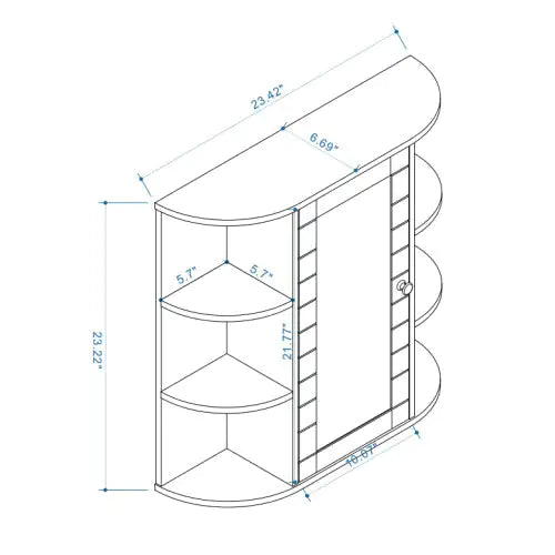 Wall-Mounted Cabinet with Mirrored Front & Versatile Shelving - White