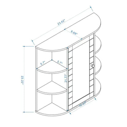 Wall-Mounted Cabinet with Mirrored Front & Versatile Shelving - White