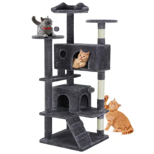 Cozy Cat Climber: Plush Multi-Level 54" Kitty Tower