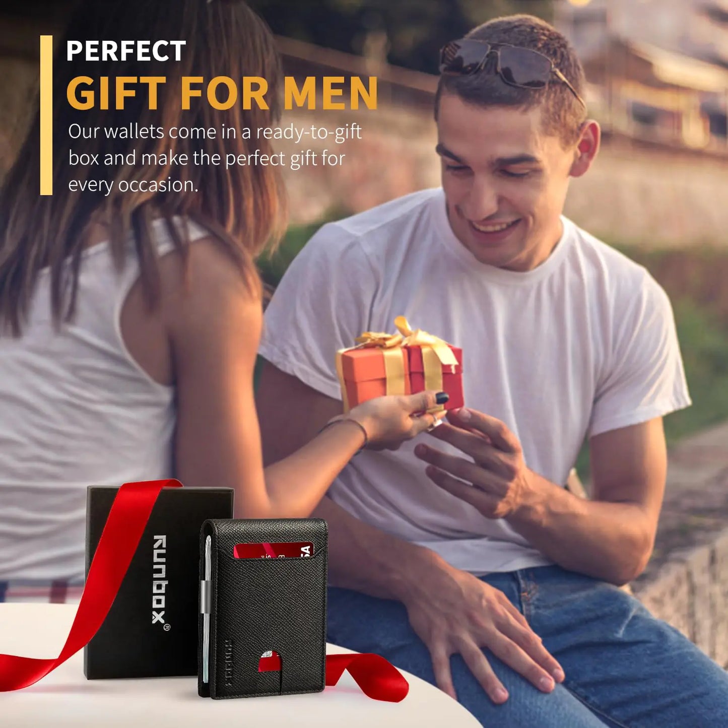 RUNBOX Minimalist Leather Wallet with RFID Block