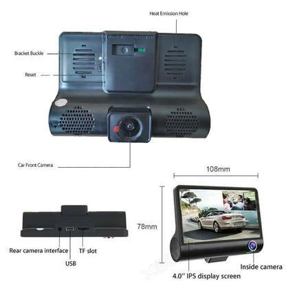 1080P Dual Lens Car Dash Cam with G-Sensor
