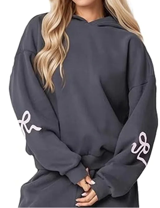 Bow Print Loose Sweatshirt
