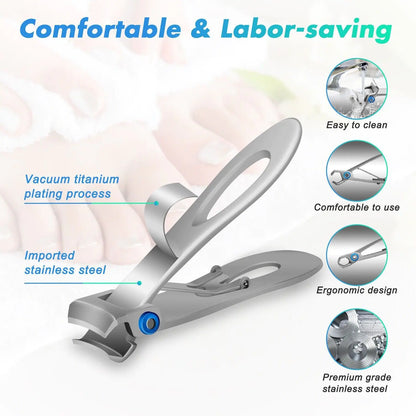 Professional Grade Wide-Jaw Stainless Steel Nail Clippers