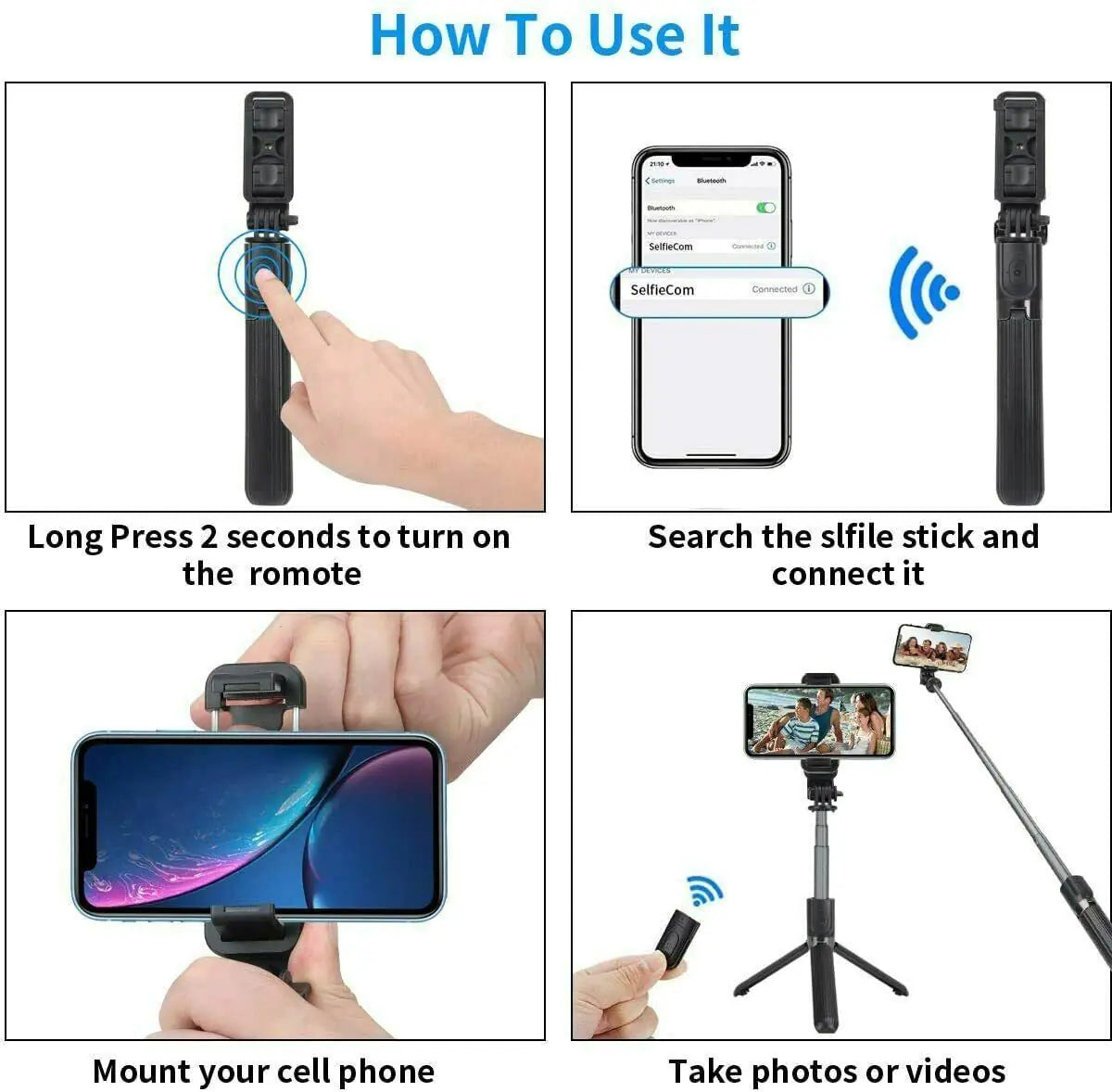 Selfie Stick Tripod with Remote for iPhone Samsung