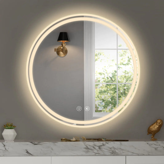28 Inch Round LED Bathroom Mirror - Wall Mounted