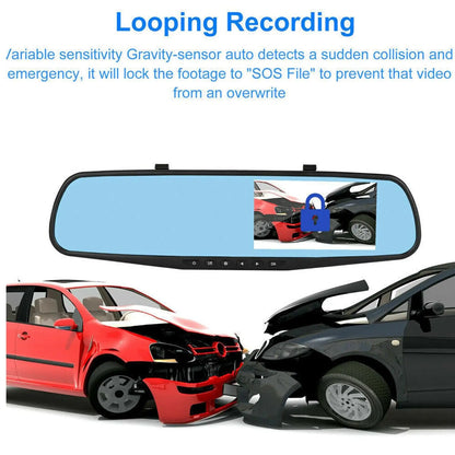 Optimax Pro 1080P HD Dual-Lens Car DVR Mirror Cam