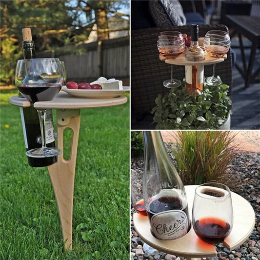 Portable Round Wine Lover's Table