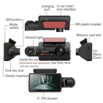 Advanced Dual-Lens 1080P Dashcam with G-Sensor and Night Vision
