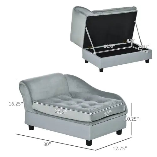 Luxury Small Dog Bed w/ Hidden Storage