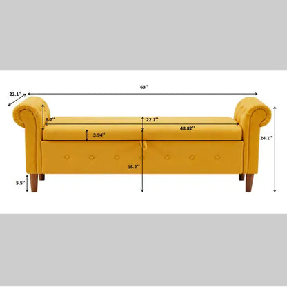 Yellow Multifunctional Storage Rectangular Sofa Stool