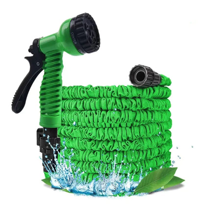 FlexiStretch Garden Hose with Spray Nozzle - 25 to 100FT