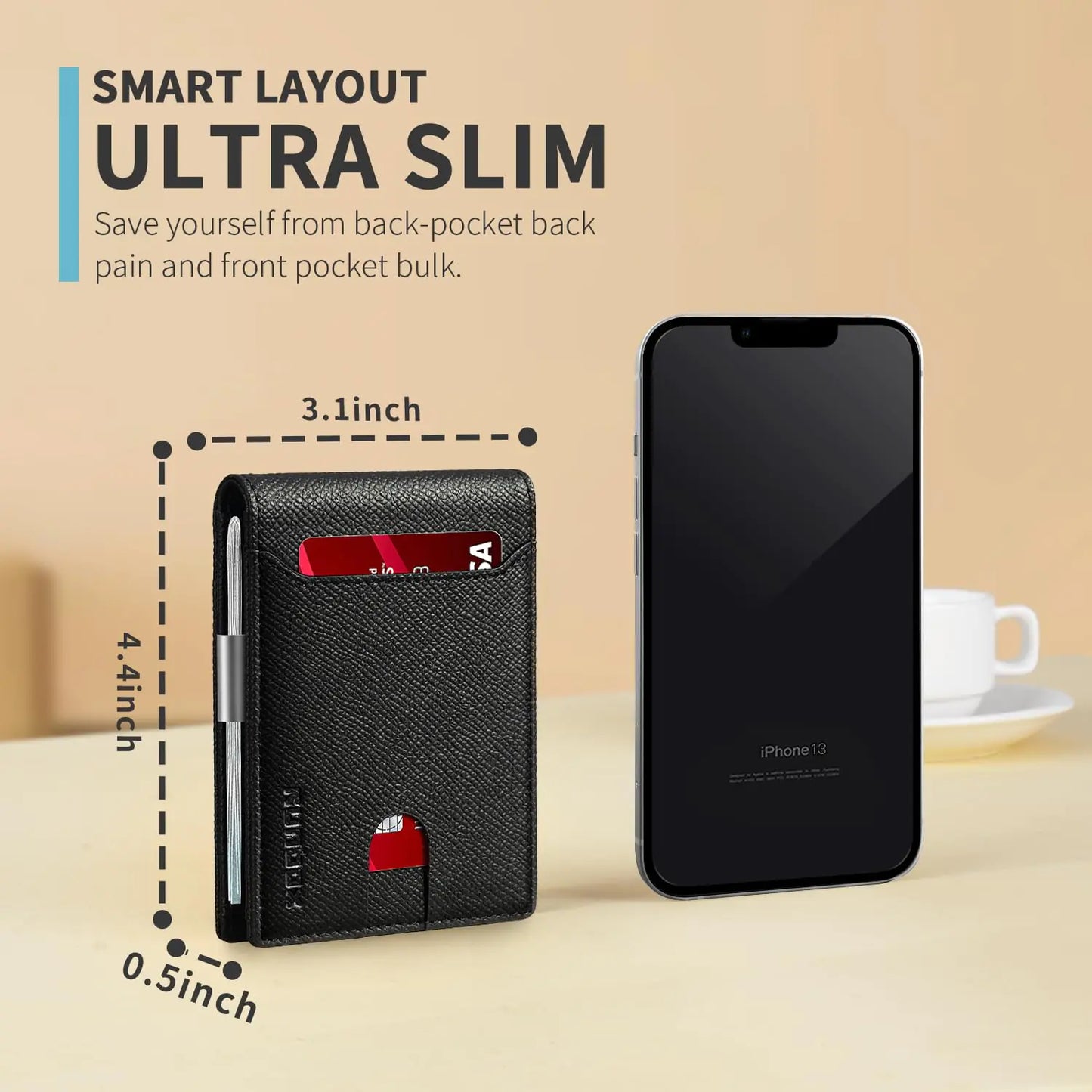 RUNBOX Minimalist Leather Wallet with RFID Block