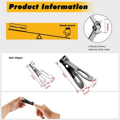 Professional Grade Wide-Jaw Stainless Steel Nail Clippers