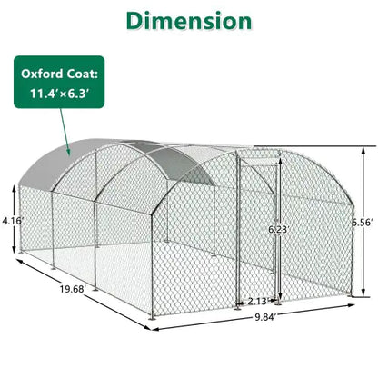 Large Chicken Coop Metal With Waterproof And UV Cover, Dome Shape Walk-In Fence Chicken Coop For Outdoor And Yard Farm Use
