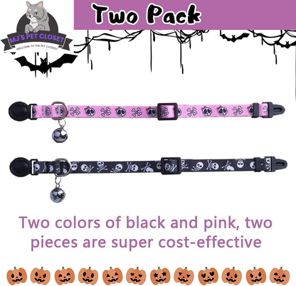 Cute & Stylish Breakaway Cat Collars! 🐾🎀 2-pack in Pink & Black Skull Design, Perfect for Your Fashionable Feline! 💖🐱
