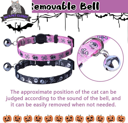 Cute & Stylish Breakaway Cat Collars! 🐾🎀 2-pack in Pink & Black Skull Design, Perfect for Your Fashionable Feline! 💖🐱