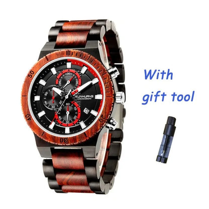 KUNHURNG EcoElegant Wooden Quartz Timepiece