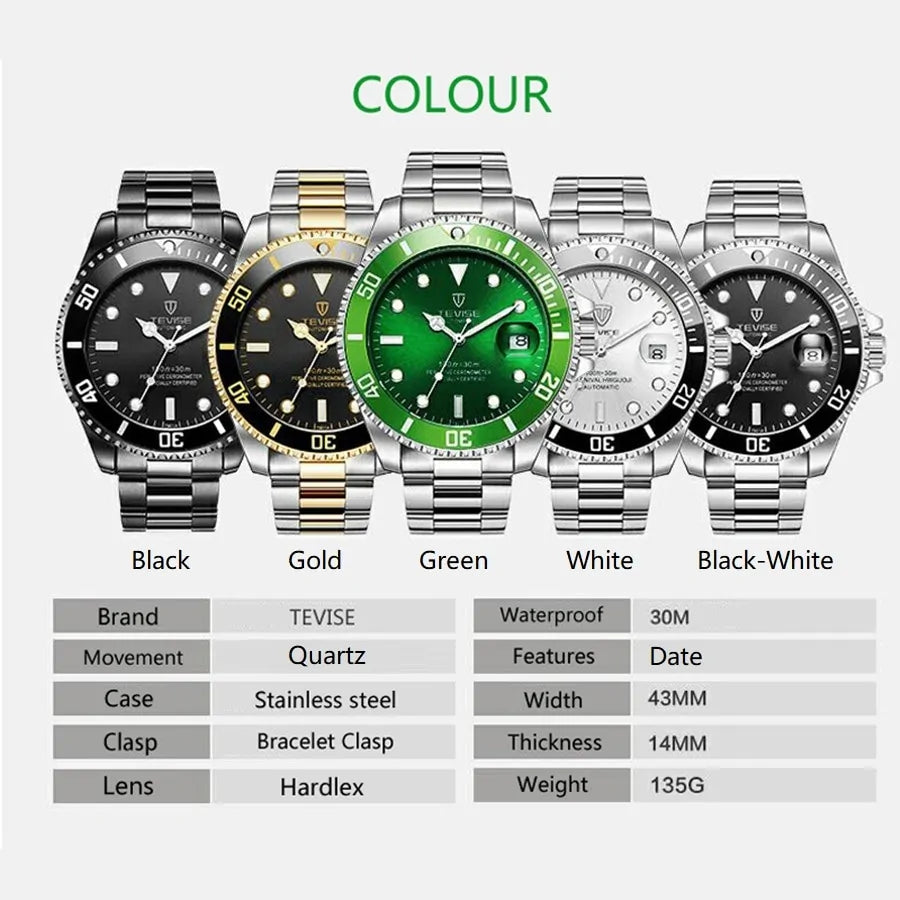 TEVISE Men's Casual Quartz Watch