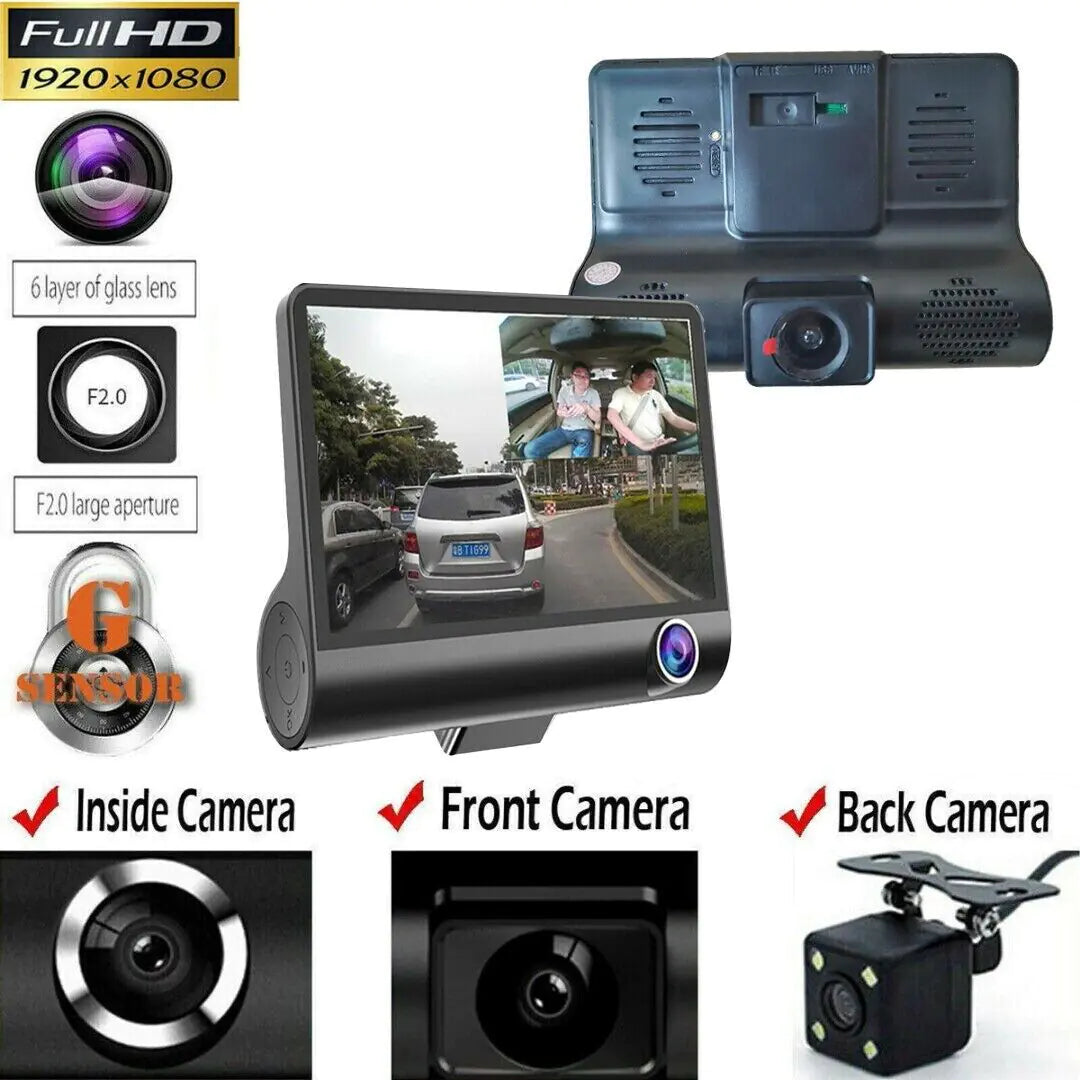1080P Dual Lens Car Dash Cam with G-Sensor