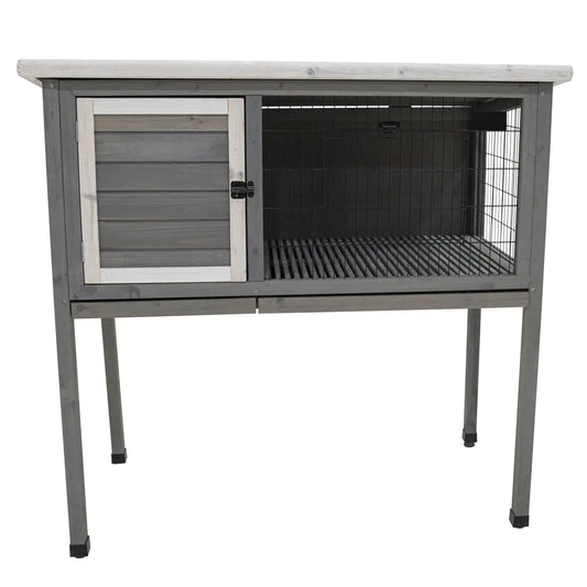 CozyWood Rabbit Haven: Indoor/Outdoor Cage with Roof & Slide-Out Tray