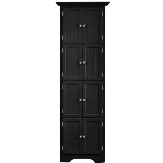 Elegant Multipurpose Storage Cabinet: Modern Black, 4-Tier